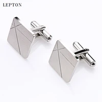 lepton square brush cufflinks for mens shirt cuffs suit clasp clamp clip men stainless steel business cuff links relojes gemelos