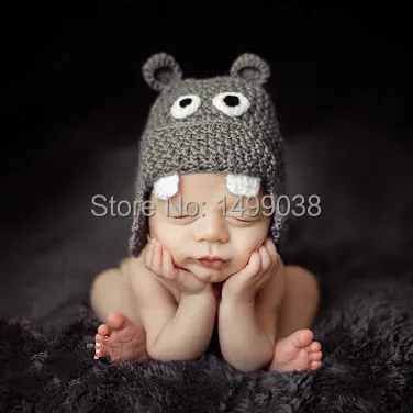 Детская шапочка для фотосъемки новорожденных Бегемот новорожденных/детская