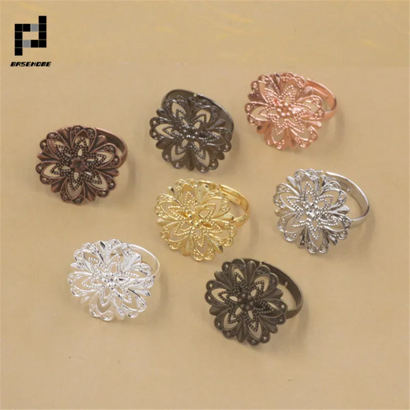 BASEHOME 10 шт./лот 20 мм кольцо в форме цветка простые Стильные Регулируемые кольца для