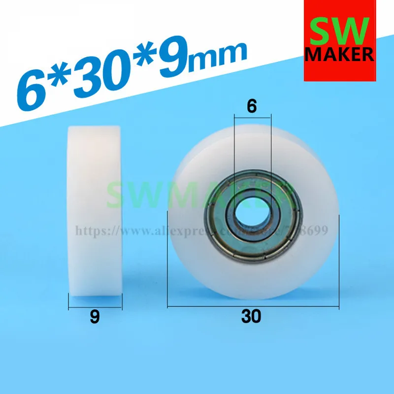 

6*30*9mm ID 6mm, OD 30mm, thick 9mm, embedded bearing, 626 carbon steel drawer door and window, nylon plastic wrap rubbe