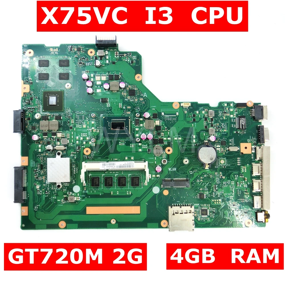 X75VC MAIN_BD._ 4G/I3 CPU/AS GT720M 2 Гб материнская плата HM70 SJTNV для ASUS X75V X75VB X75VD X75VCP ноутбука 100%