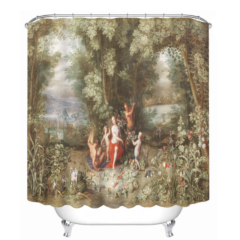 Продукты для ванной комнаты напечатанные полиэфирные шторы или душа занавеска