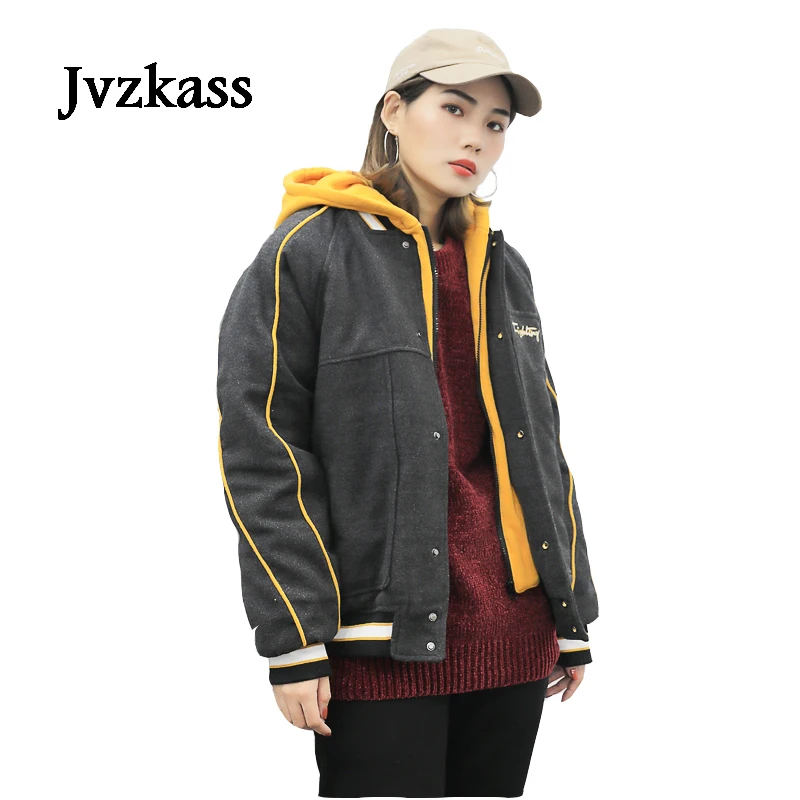 

Jvzkass 2018 Новое Свободное пальто femaleversion bf tide neutral flavor plus, утепленное вельветовое пальто в стиле Харадзюку, комбинированное шитье, 2 шт., Z1