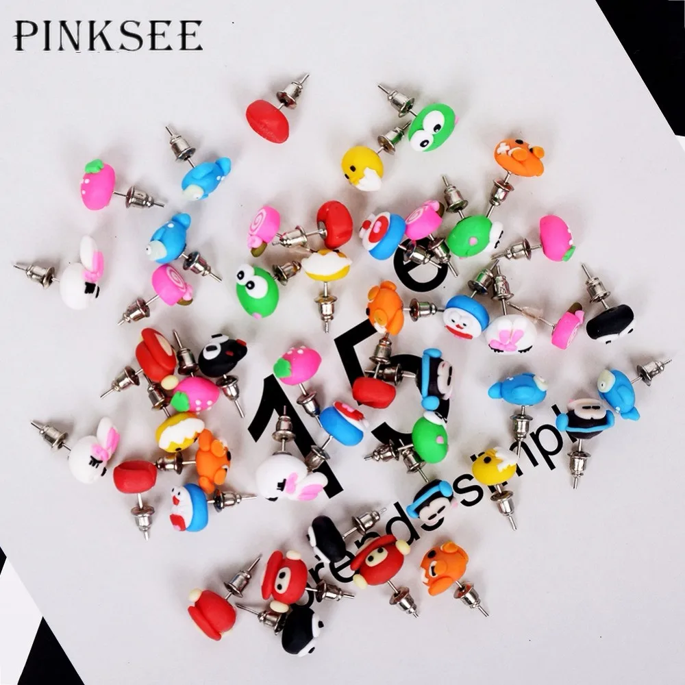 Pinksee 24 пара/лот Новые Симпатичные Модные сплав Мелких Животных Серьги гвоздики