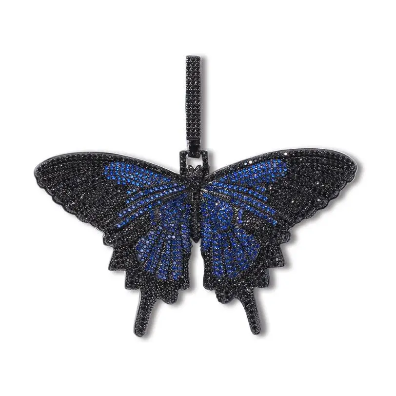 Bling Iced Out Butterfly Pendant Necklace For Men Women Gift Micro Pave AAA Cubic Zirconia Hip Hop | Украшения и аксессуары