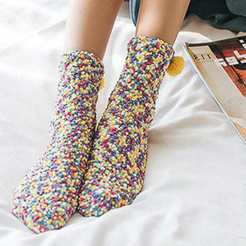 Christmas Lady Soft Floor Home Clothing Accessories 1 Pair Candy Women Fluffy Socks Warm Winter Cosy Lounge Bed Xmas Gift | Дом и сад