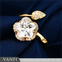new wholesale free size ring flower shape gold white color jewelry ring for women gift