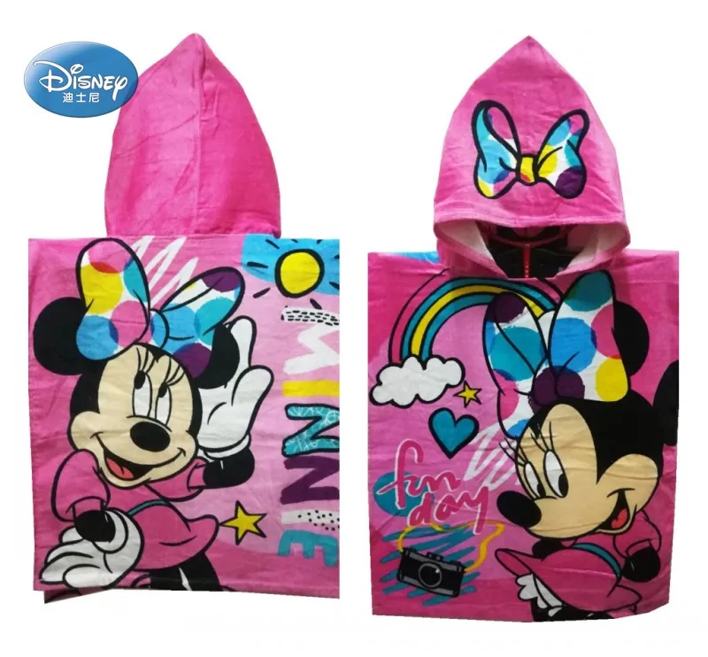 pink minnie Дисней, хлопок, Минни, София Белла, для маленьких девочек, с капюшоном, полотенце-накидка впитывающий халат, для малышей, банное полотенце, накидка, 50X115 см - Цвет: pink minnie