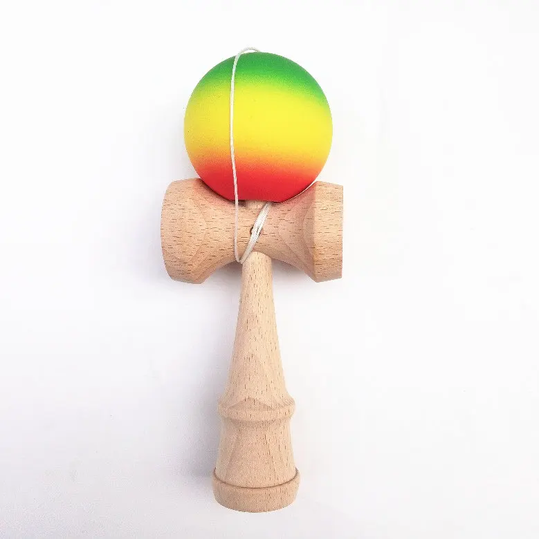 Кендама с резиновым покрытием, градиентным цветом, MOQ 50 штук, 10 цветов, 18,5 см, бутик, традиционная японская игра из бука, игрушка.