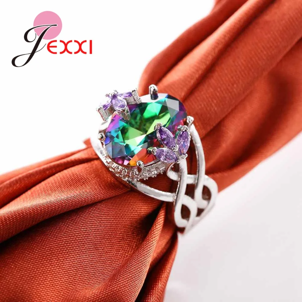 Fantasy Wedding Rings for Women 925 Sterling Silver Ring with Crystal Stones High Quality Fashion Anillos Jewelry | Украшения и