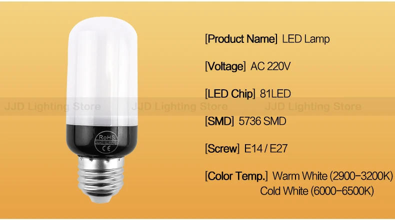 JJD кукурузы E14 светодиодный лампы E27 светодиодный светильник SMD5736 220 В кукурузы лампа 20 30 46 81 100 светодиодный s люстры лампы в форме свечи светодиодный светильник домашний декор