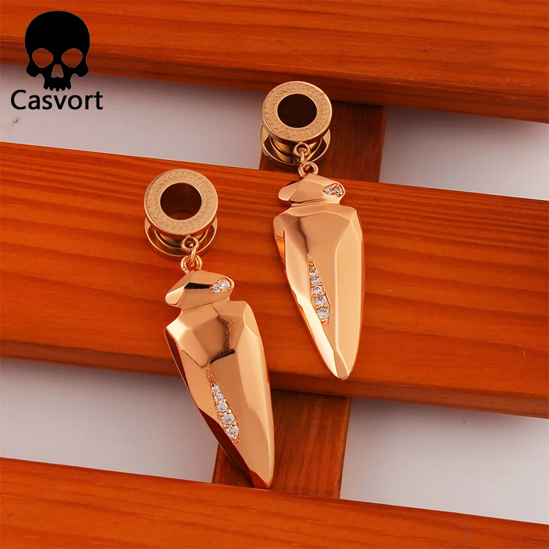 Женские серьги с фианитом Casvort современные из розового золота ювелирные