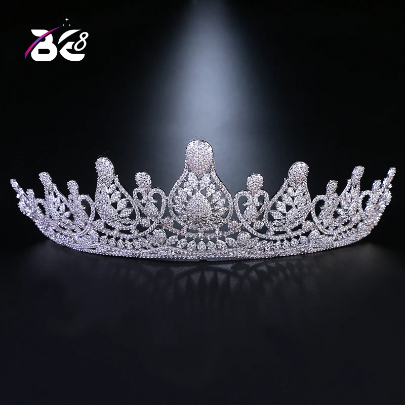 Be 8 Luxury Cubic Zircon Tiara CZ Crown Bride Headband Wedding Hair Accessories Crystal  Crowns Diadema Coroa Noiva H060