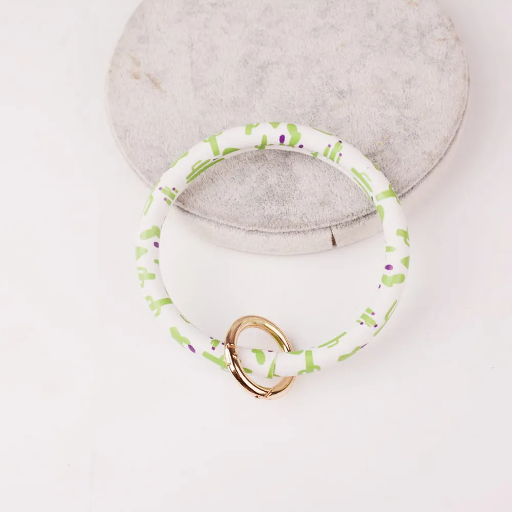 DZ0089 white green Новинка от Rainbery, модный многофункциональный брелок с кисточкой, эмалированный брелок из искусственной кожи, Круглый браслет с монограммой, брелок для женщин и девушек - Цвет: DZ0089 white green