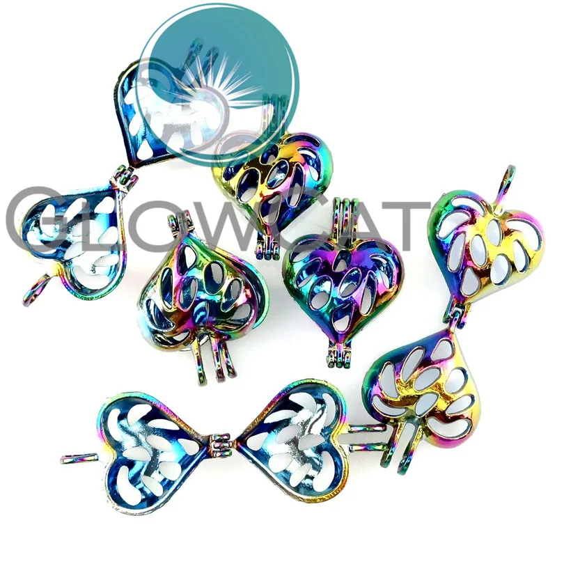 C334 радужные бусины с отверстием в форме сердца подвеска распылителем эфирного