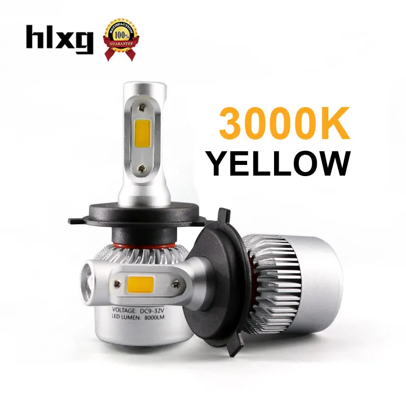 Hlxg автомобильные аксессуары двойной высокий низкий пучок 3000 К желтый H4 светодио