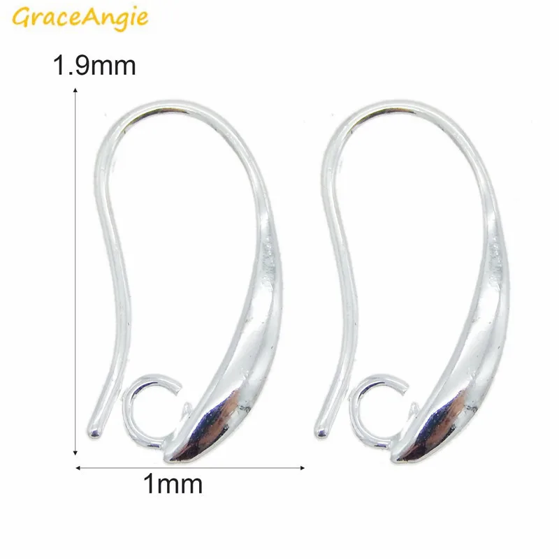 

GraceAngie 6pcs Shiny Silver Color Copper Earring Hook Handmade Dangle Hanging Earring Women Jewelry Accessory 19*10mm