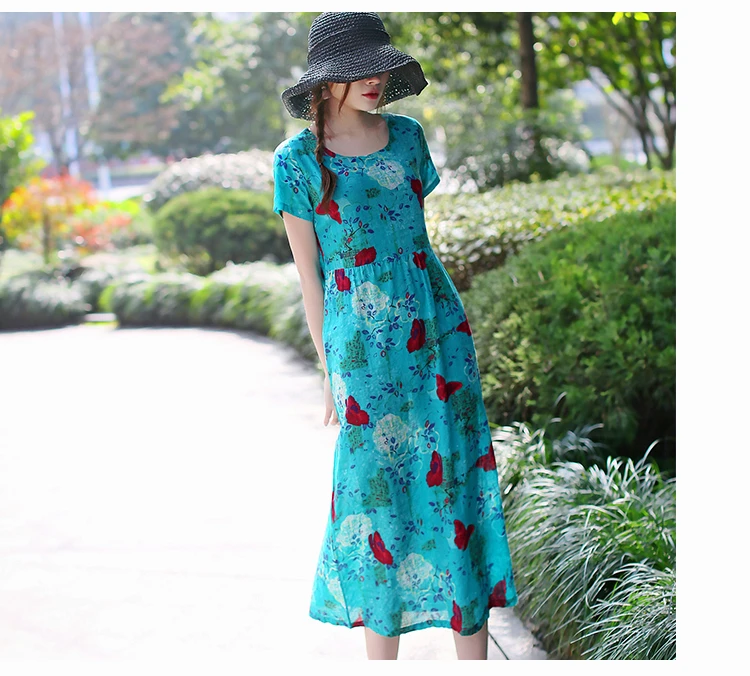 Женское свободное платье с О-образным вырезом большие размеры лето 2019 новая