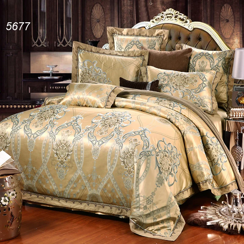 Golden camel silk bedding set 4pcs wedding bed cover 60s yarn bedding-set queen comforter hot sale 5677 | Дом и сад