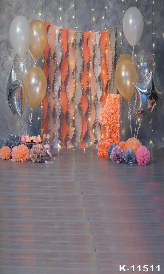 

Balloons Flowers Baby Birthday Party Photography Background Customize Photographic Backdrop Photo Studio