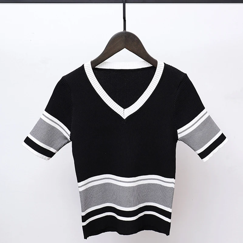 Женский трикотажный костюм в полоску комплект со штанами и 2 шт. Новинка лета