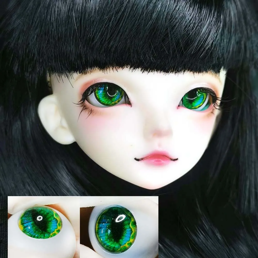 Круглая акриловая кукла Bjd с зелеными блестящими глазами 1/4 для 1/3 девочек и