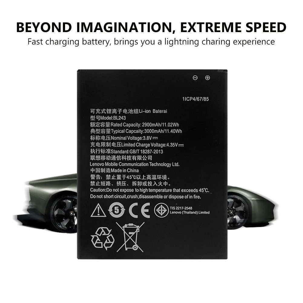 YCDC 2900 мАч BL 243 BL243 3 8 V батарея для Lenovo K3 Примечание K50 T5 T3S A7000 A7600 ионно литиевая