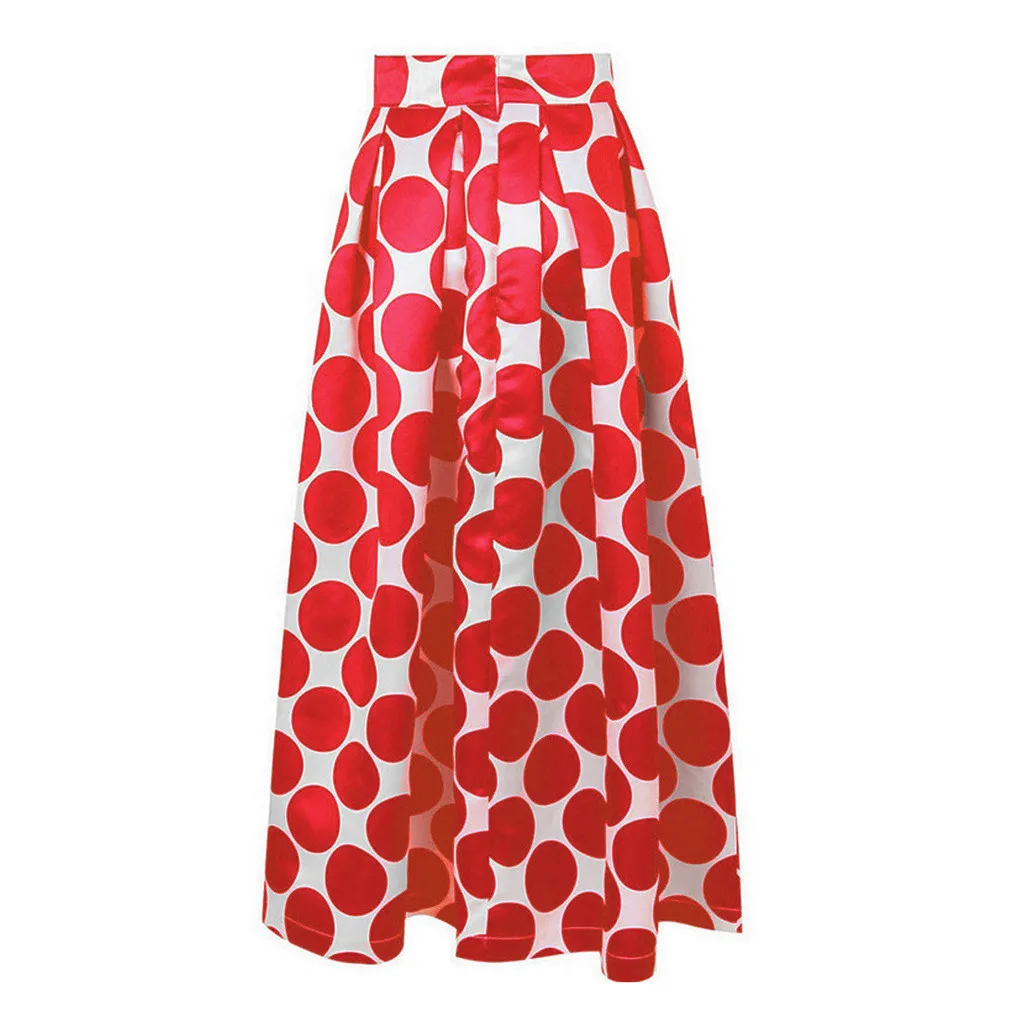 Women's Fashion Dot Printed Long Skirt Autumn And Winter High Waisted Party Female Casual Ankle-Length Ball Gown Black Jun11 | Женская