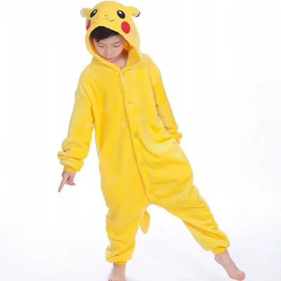 Pikachu Onesie/Детские пижамы кигуруми с единорогом; Пижама с рисунком панды, единорога, стежка; Фланелевая Пижама для мальчиков и девочек; пижамы с капюшоном для косплея; От 3 до 13 лет - Цвет: Pikachu