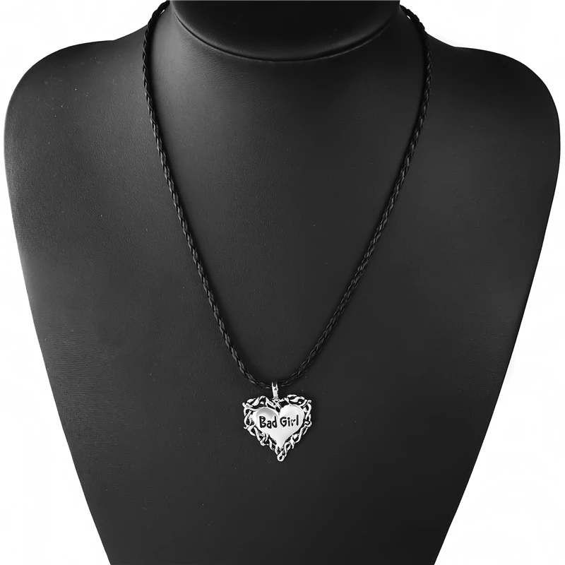 Женский мужской серебряный кулон в виде сердца Bad Girl с ожерельем LP206 | Украшения и