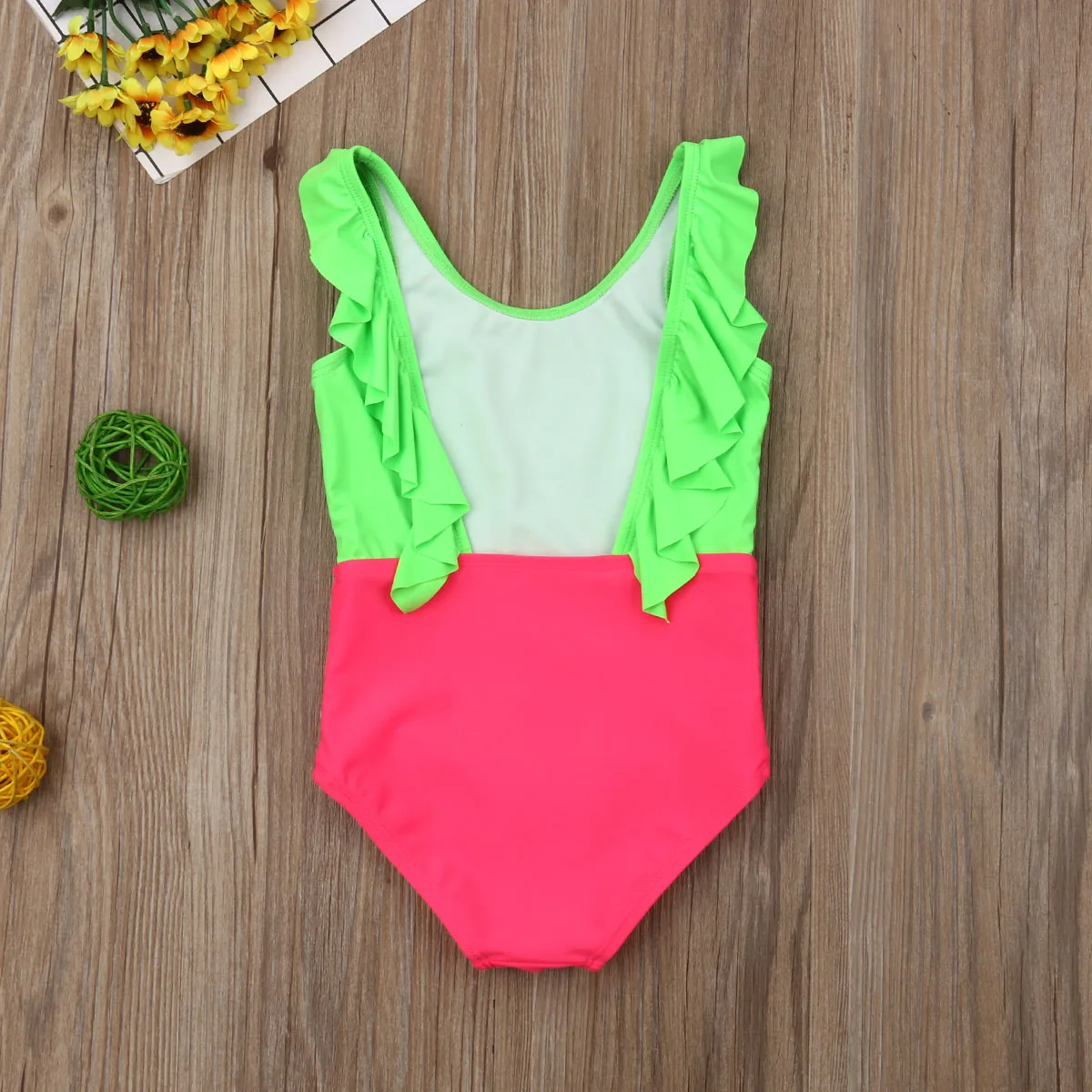 Цельный купальник с открытой спиной для маленьких девочек Детское бикини