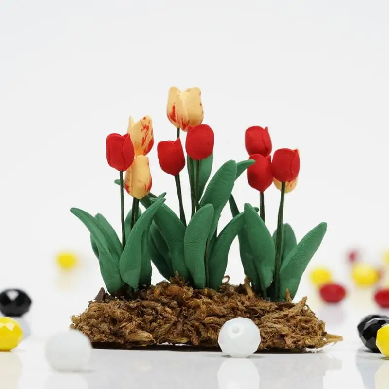 Dongzhur мини-модель тюльпанов цветочные горшки Miniaturas 1:12 куклы мебель для дома кукольный домик садовые Аксессуары игрушка украшение дома