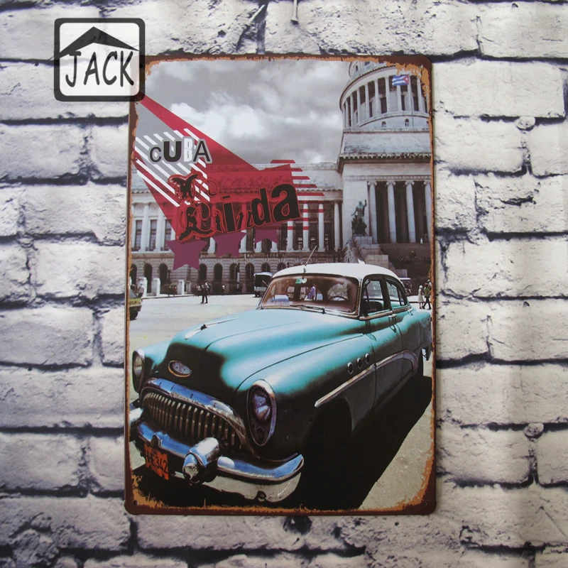 Синий автомобиль винтажные оловянные знаки бар паб кафе магазин галерея