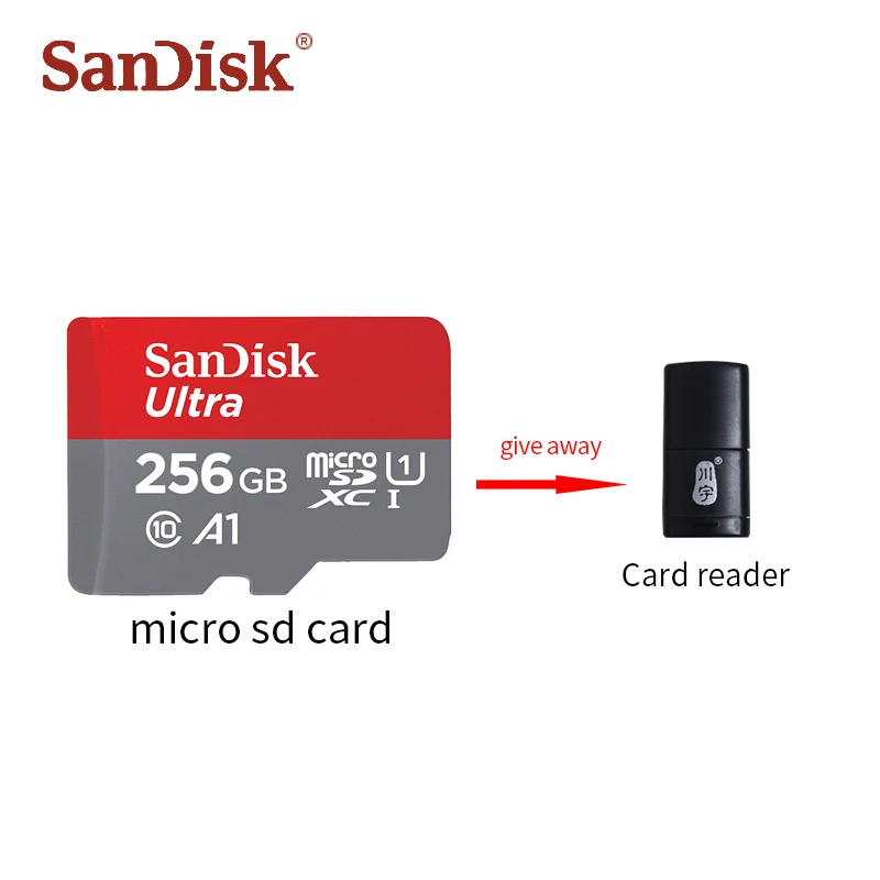 256 ГБ Карта Micro SD класса 10 SanDisk, 64 ГБ, 128 ГБ, карта памяти, 16 ГБ, 32 ГБ, MicroSD, макс. 100 м/с Uitra C10, TF карта,, картао де Мемория - Емкость: 256 ГБ