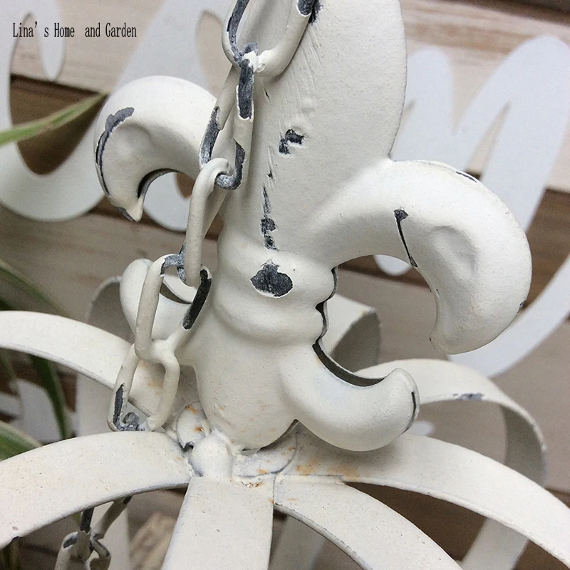 chain handmade antique white metal candle holder crown