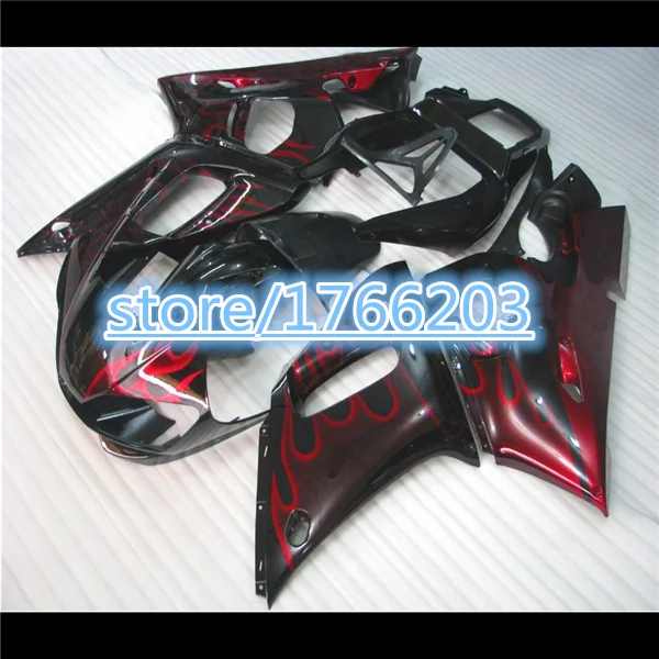 

Fairing kits for YZFR6 1998 1999 2000 2001 2002 fairings YZF R6 98-02 Red flame in black YZF1000 body parts