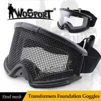 wosport tactical transformers foundation goggles military army cs field equipment steel mesh mens tactical eyeshield goggle
