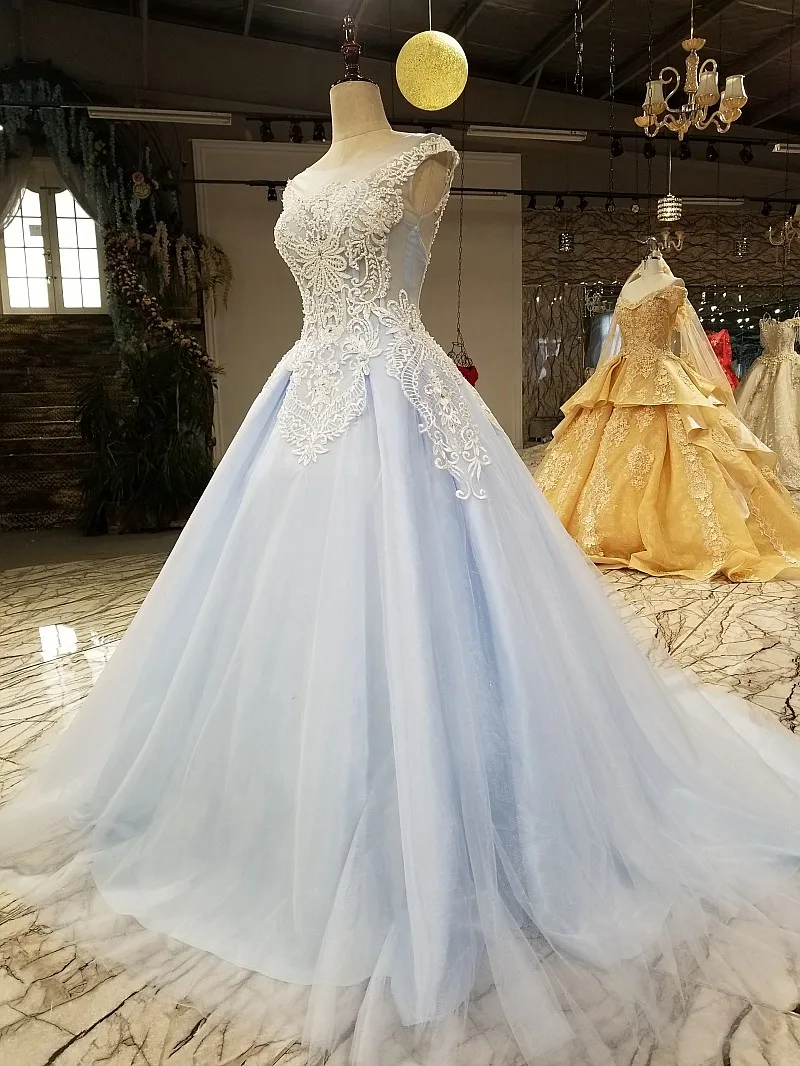 LS89880 розовый и синий A-line вечернее платье o-neck zipper иллюзия назад официальное платье для свадьбы с поездом как фотографии
