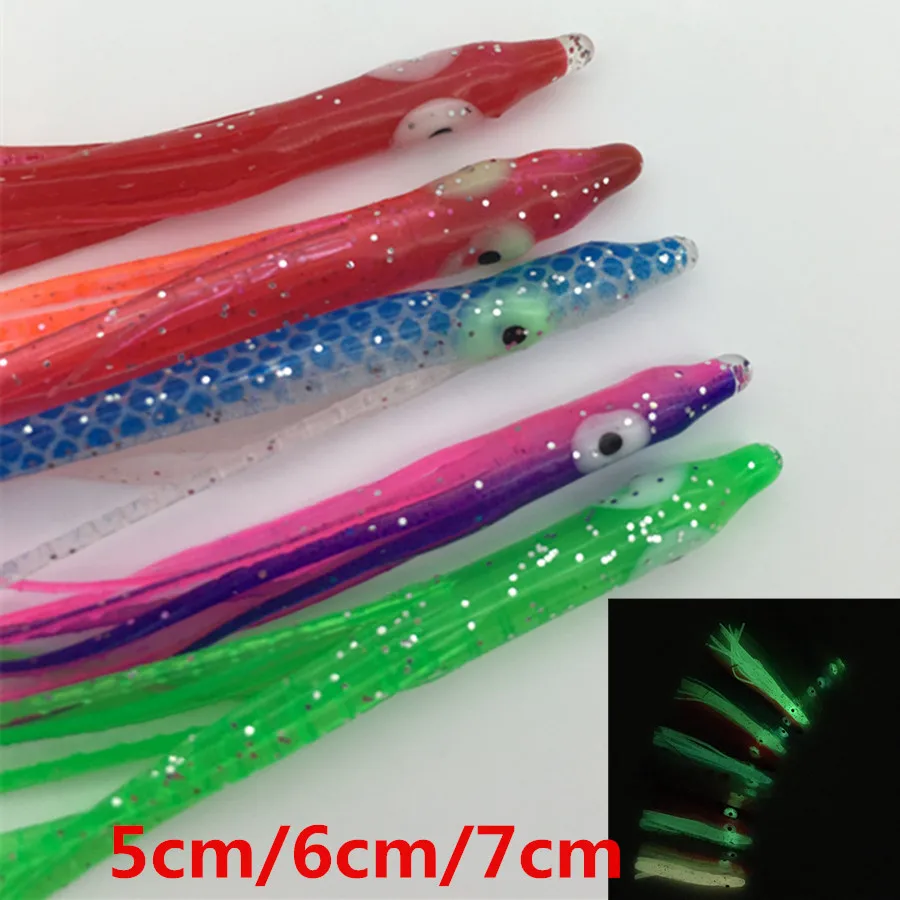 

100Pcs*5cm /6cm/7cm Fishing Artifical Lures Luminous Needle octopus skirt squid lure octopus Rig soft bait squid lures