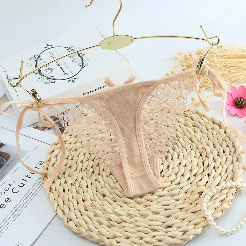 Кружевное нижнее белье Bragas с бантом 4 шт. женские прозрачные трусики завязками и