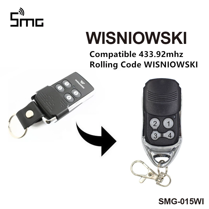 

WISNIOWSKI Garage Door Remote Control 433mhz Rolling Code WISNIOWSKI Handheld transmitter 433.92MHz Rolling Code