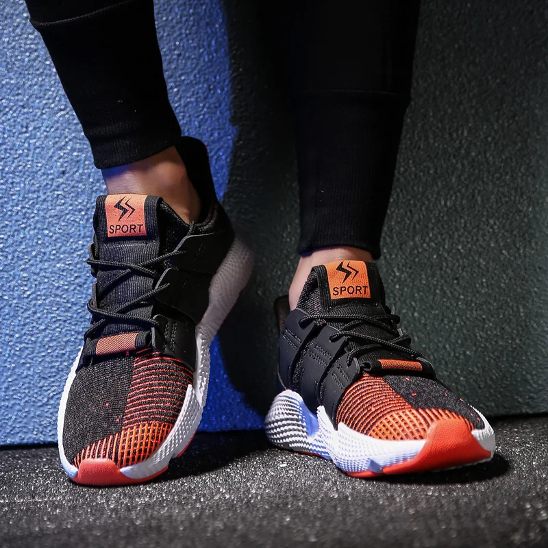 2018 Весенняя повседневная мужская обувь с вязаным верхом дышащая модная для