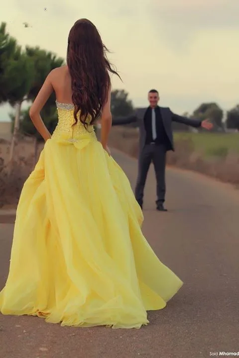 FashionMermaid Милая Желтый Тюль Пром Платья 2017 Новый Спинки Длина Пола Вечерние |