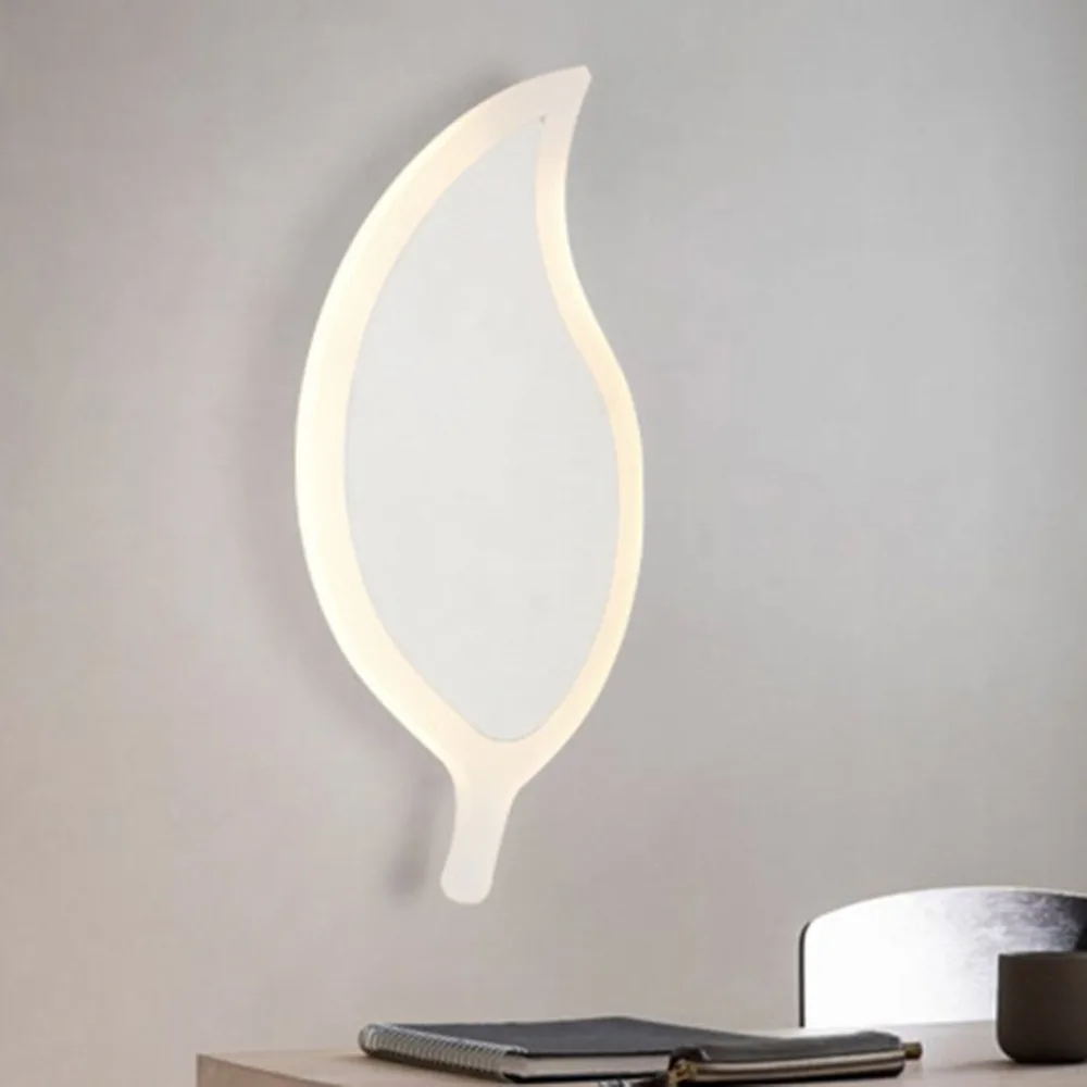 Простой акриловый настенный светильник в форме листа светодиодный для помещений