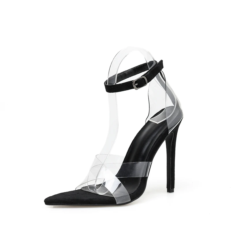 Shoe2019 Модные женские босоножки из ПВХ с открытым носком на высоком каблуке