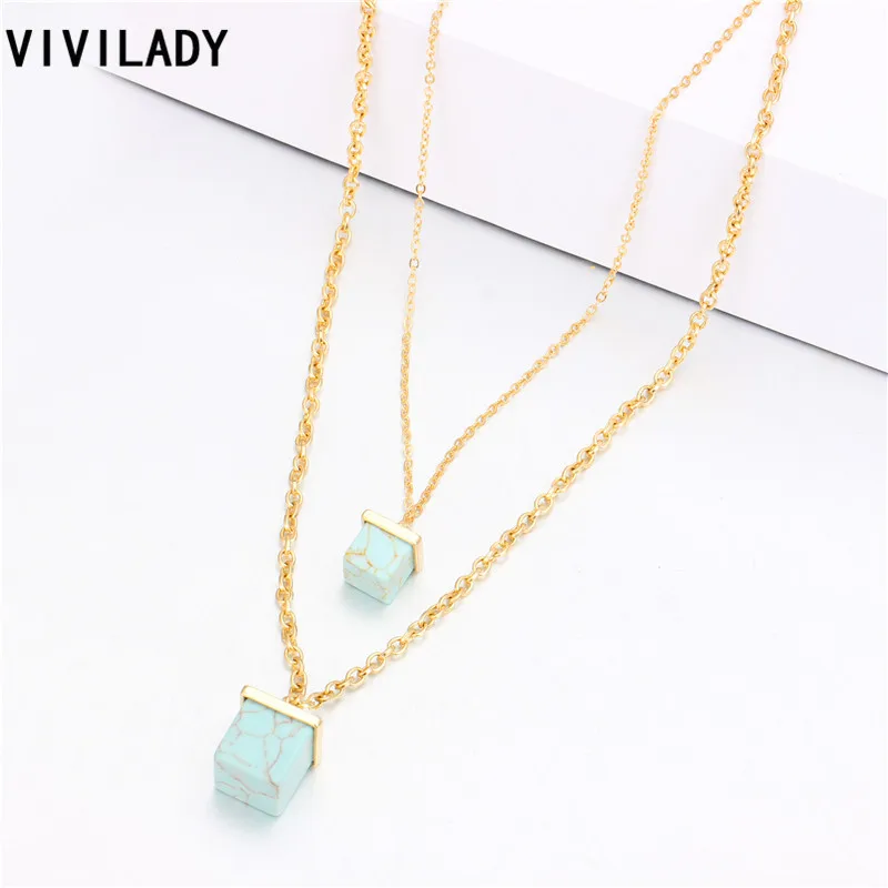 Женские Подвески с натуральными камнями VIVILADY многослойные металлические