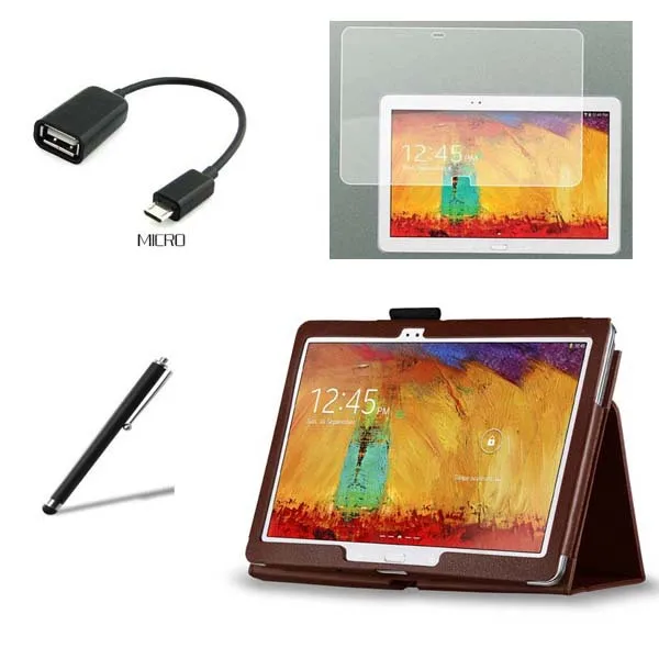 Кожаный чехол книжка с подставкой для Samsung Galaxy Note 10 1 2014 Editon p600 P601 + матовая