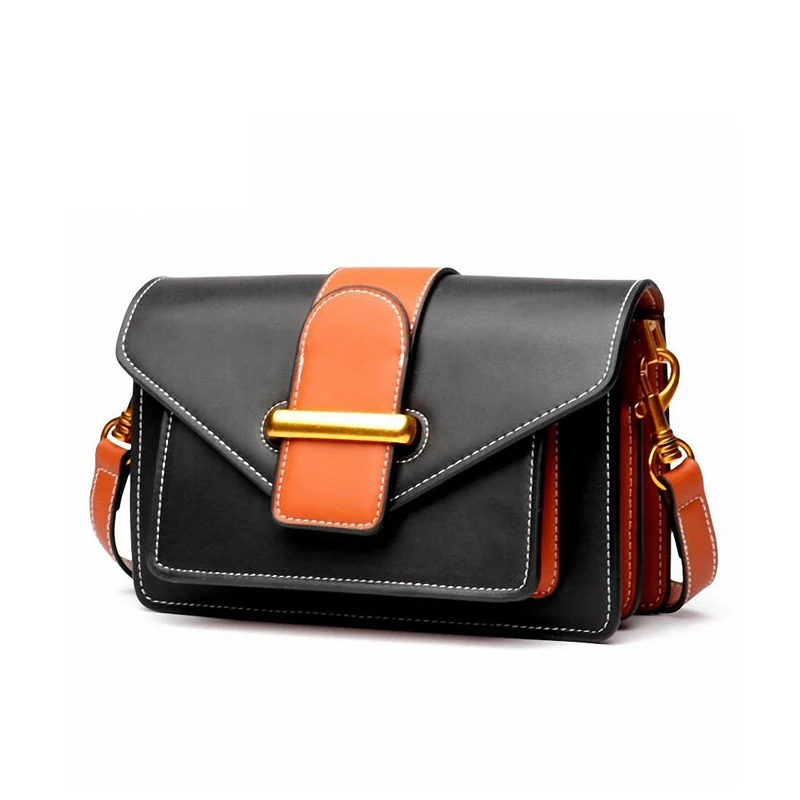 2018 Fashion Women Messenger Bag Cow Leather Panelled Pattern Famous Brand Flap Luxury Design Female Crossbody | Багаж и сумки