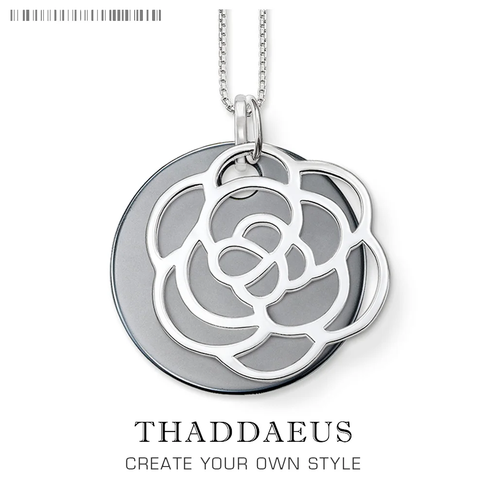 

Ожерелье черный орнамент розы, 2017 бренд 925 серебро цепочка Ювелирные изделия в европейском стиле Bijoux (украшения своими руками) подарок для ж...