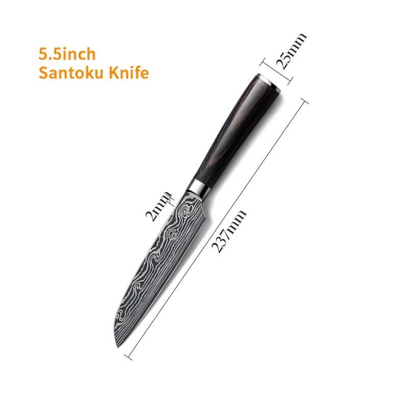 5.5in Santoku Knife Кухонный нож, кухонная утварь 7CR17 440C из высокоуглеродистой нержавеющей стали, шлифовальный лазерный узор, поварские ножи, нож для овощей Santoku - Цвет: 5.5in Santoku Knife
